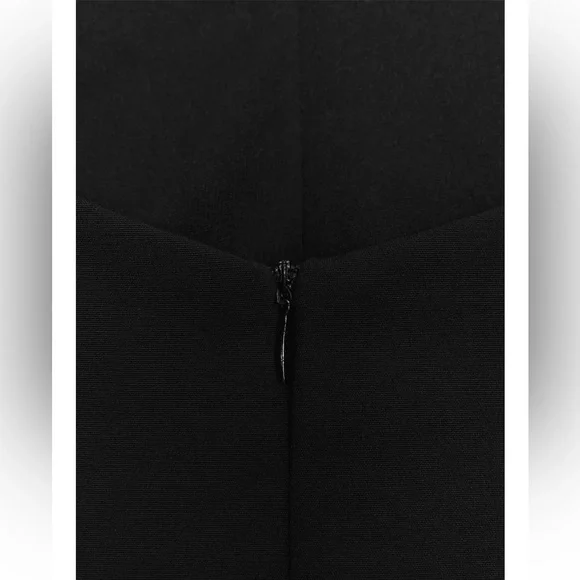 Zara NWT open bow back choker collar feel v neck black luxe thick mini dress - Picture 10 of 11